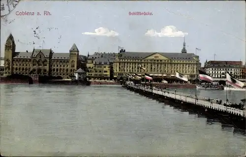 Ak Koblenz am Rhein, Schiffbrücke