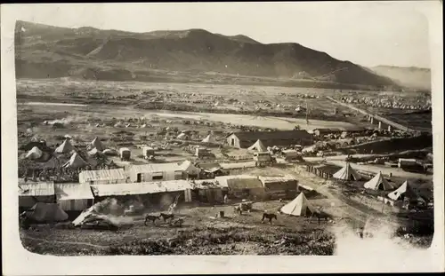 Foto Ak Marokko, Landschaft mit Lager