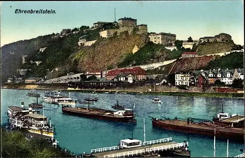 Ak Ehrenbreitstein Koblenz am Rhein, Blick zur Festung