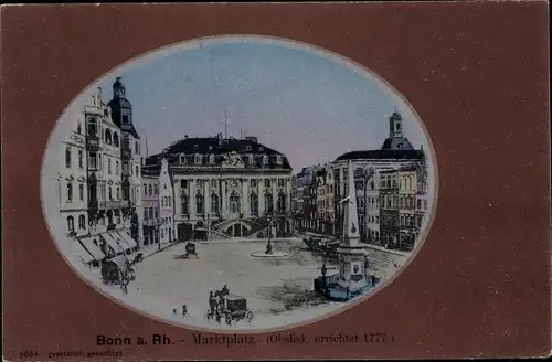 Ak Bonn am Rhein, Marktplatz, Obelisk