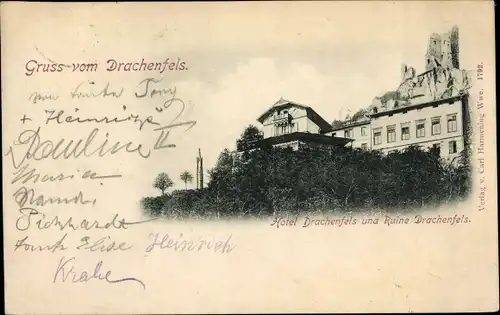 Ak Königswinter am Rhein, Hotel und Ruine Drachenfels