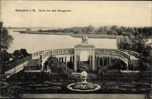 Ak Schwerin in Mecklenburg, Partie aus dem Burggarten