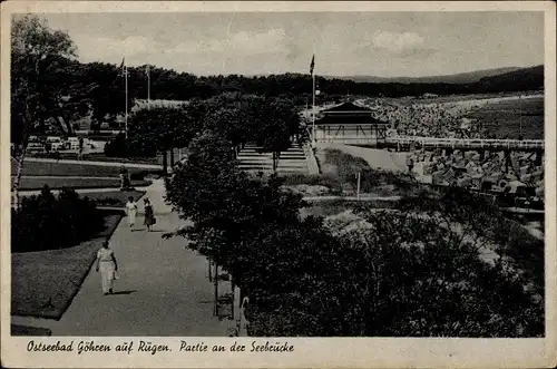 Ak Ostseebad Göhren auf Rügen, Strandleben, Seebrücke