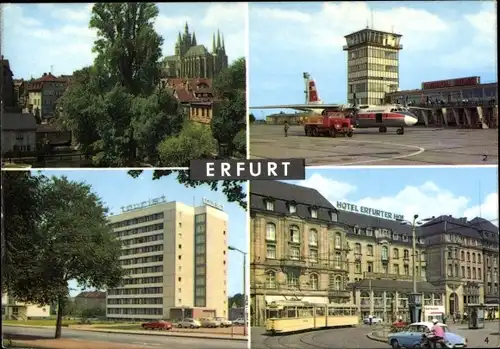 Ak Erfurt in Thüringen, Flughafen, Hotel Tourist, Dom, Hotel Erfurter Hof