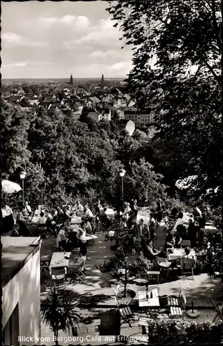 Ak Erlangen in Mittelfranken Bayern, Blick vom Burgberg Café, Terrasse