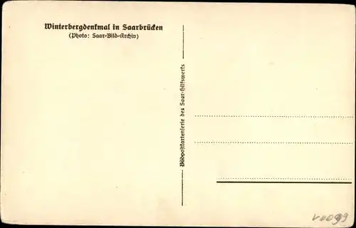 Ak Saarbrücken im Saarland, Blick auf das Winterbergdenkmal, Turm