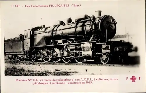 Ak Les Locomotives Francaises, Etat, Machine No. 141-175, Dampflokomotive