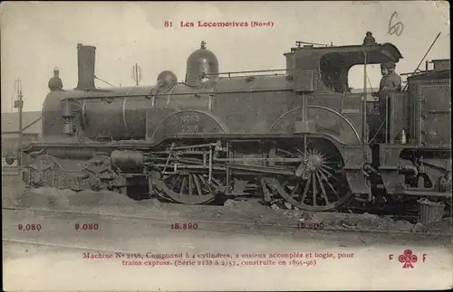 Ak Les Locomotives Francaises, Nord, Machine No. 2156