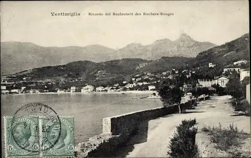 Ak Ventimiglia Liguria, Ricordo del Restaurant des Rochers Rouges