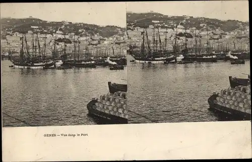 Stereo Ak Genova Genua Liguria, Vue dans le Port