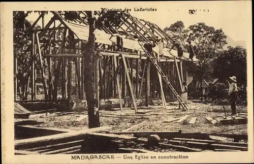 Ak Madagaskar, Une Eglise en construction, Missions des Lazaristes, Baustelle, Kirche