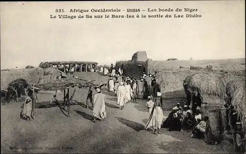 Ak Sudan, Afrique Occidentale, Les bords du Niger, Village de Sa sur le Bara Isa, Lac Dhebo