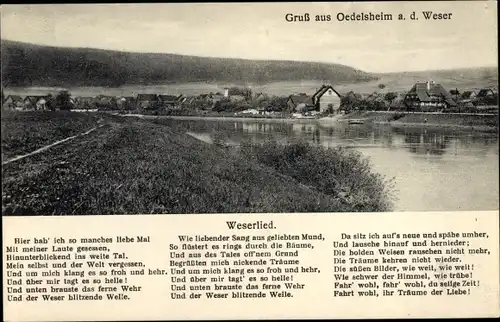 Lied Ak Oedelsheim Oberweser, Partie an der Weser, Kolonialwarenhandlung Itter
