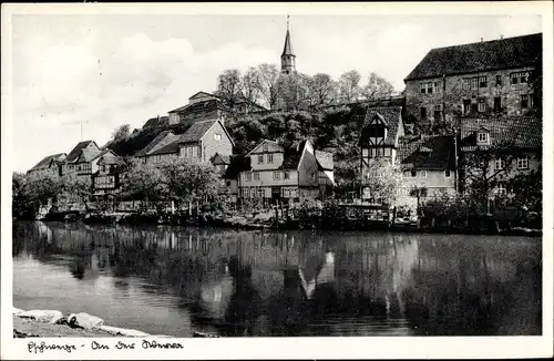 Ak Eschwege im Werra Meißner Kreis, An der Werra, Fluss, Kirchturm