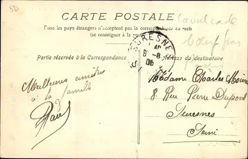 Ak Paris XIX., Char des Colonies, Cavalcade du Boeuf Gras