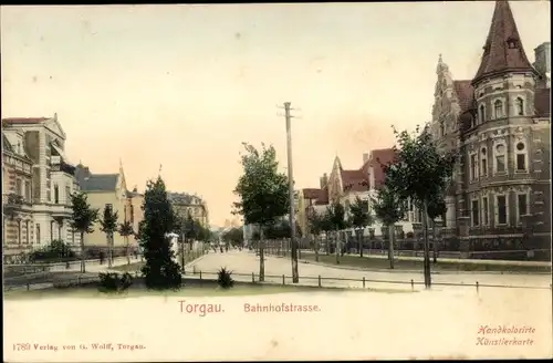 Ak Torgau an der Elbe Nordsachsen, Bahnhofstraße