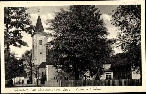 Ak Lippendorf Neukieritzsch in Sachsen, Kirche mit Schule