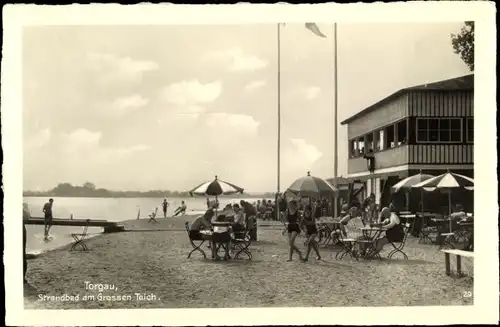 Ak Torgau an der Elbe, Strandbad am Großen Teich