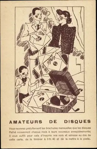 Ak Reklame, Amateurs de Disques, Industries Musicales Pathe Marconi, Paris, Schallplatten