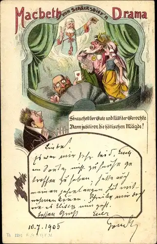 Litho Macbeth von Schäcksbier'n Drama, Shakespeare, höllische Mägde