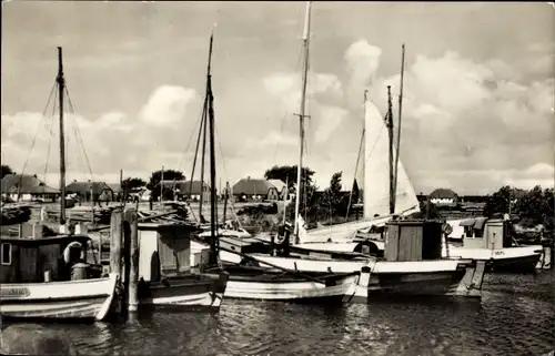 Ak Neuendorf Insel Hiddensee, Segelboote, Hafen