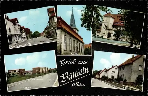 Ak Banteln Gronau an der Leine Niedersachsen, Schloss, Kirche, Schule, Siedlung, Göttinger Straße