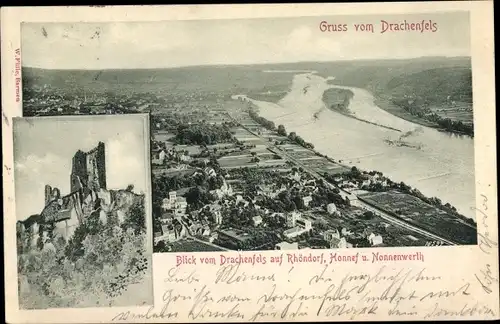 Ak Königswinter am Rhein, Drachenfels, Rhöndorf, Honnef, Nonnenwerth, Ruine
