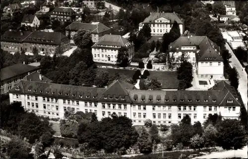 Ak Ulm an der Donau, Städt. Kliniken Michelsberg, Fliegeraufnahme