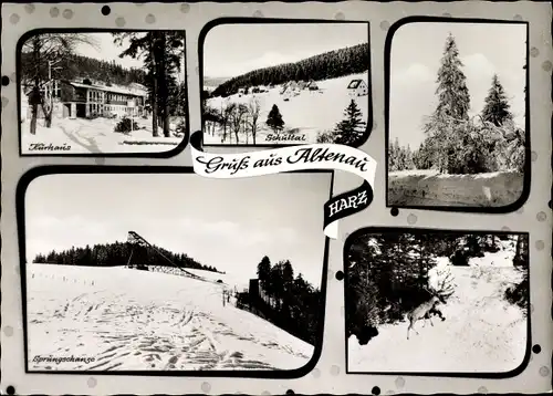 Ak Altenau Clausthal Zellerfeld im Oberharz, Kurhaus, Schülhaus, Hirsch