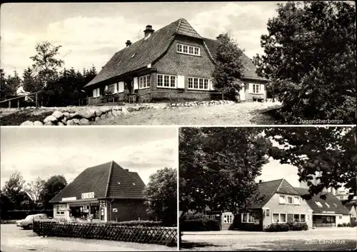 Ak Süderlügum in Nordfriesland, Jugendherberge, Geschäft, Zum Landhaus