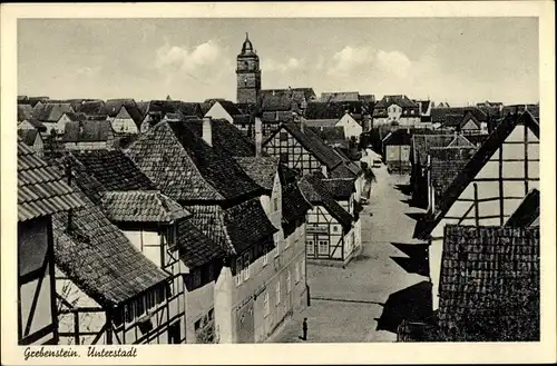 Ak Grebenstein in Nordhessen, Unterstadt, Fachwerkhäuser, Kirche