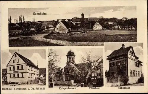 Ak Seenheim Ermetzhofen Ergershofen Mittelfranken, Teilansicht, Gasthaus zum Hirschen, Schulhaus