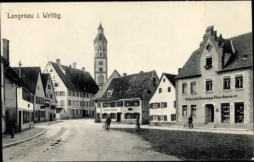 Ak Langenau in Württemberg, Straßenpartie, Geschäftshaus Flaschnermeister Wilhelm Kaffenberger