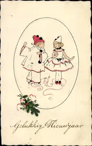 Ak Glückwunsch Neujahr, Gelukkig Nieuwjaar, Pierrot
