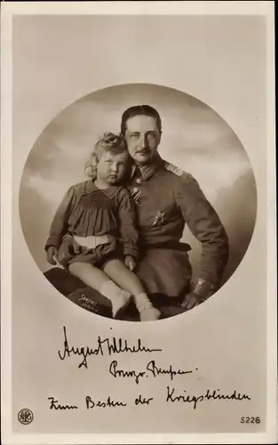 Ak August Wilhelm Prinz von Preußen mit Sohn, Portrait, Uniform