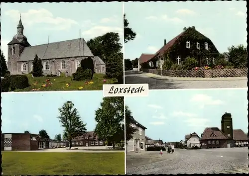 Ak Loxstedt in Niedersachsen, Dorfpartie, Schule, Kirche
