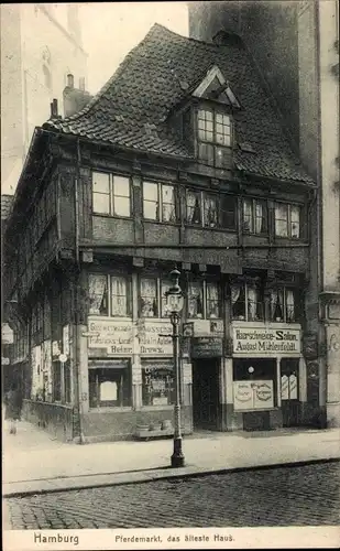 Ak Hamburg Mitte Altstadt, Pferdemarkt, das älteste Haus