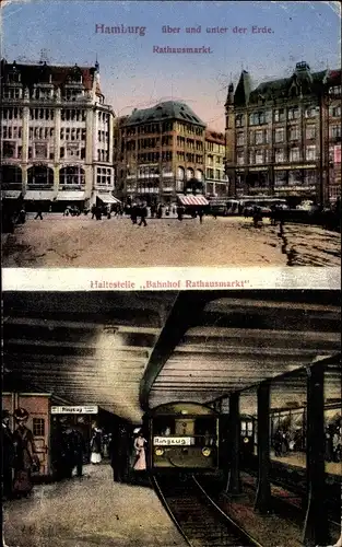 Ak Hamburg Mitte Altstadt, Rathausmarkt, U-Bahnhof Rathausmarkt