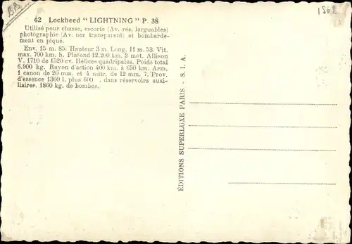 Ak Lockheed Lightning P 38, Amerikanisches Kampfflugzeug