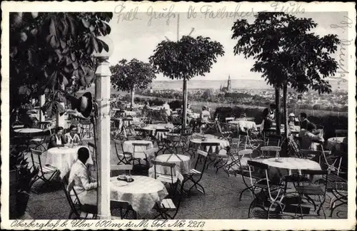 Ak Ulm an der Donau, Oberberghof, Terrasse mit Stadtpanorama