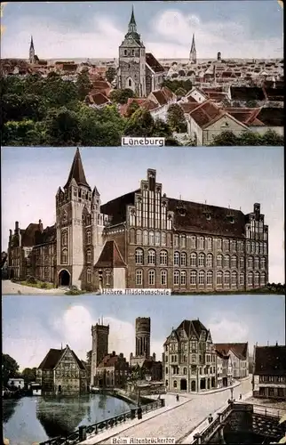 Ak Lüneburg in Niedersachsen, Total, Höhere Mädchenschule, beim Altenbrücker Tor