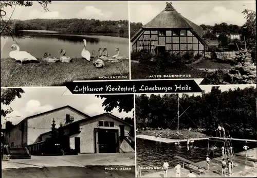 Ak Bendestorf am Kleckerwald in Niedersachsen, Freibad, Altes Bauernhaus, Filmatelier, Mühlenteich