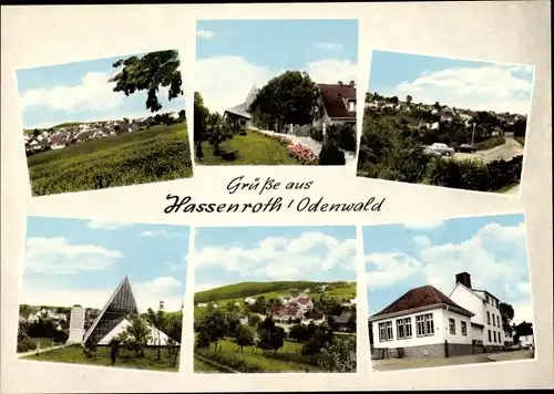 Ak Hassenroth Höchst im Odenwald, Ortsansichten, Kirche, Panorama