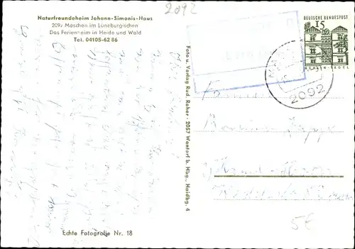 Ak Maschen Seevetal in Niedersachsen, Naturfreundeheim Johann-Simonis-Haus