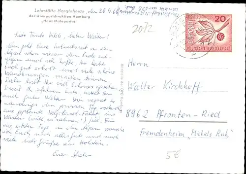 Ak Bargteheide in Schleswig Holstein, Lehrstätte der Oberpostdirektion Hamburg, Haus Malepartus