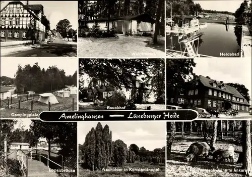 Ak Amelinghausen in der Lüneburger Heide, Campingplatz, Bauckhof, Lopaubrücke, Gasthof, Heidebad