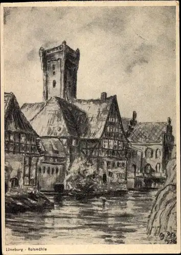 Künstler Ak Lüneburg, Ratsmühle