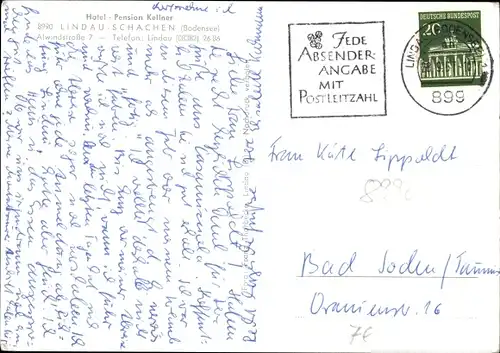 Ak Bad Schachen Lindau am Bodensee Schwaben, Hotel-Pension Kellner, Alwindstraße 7