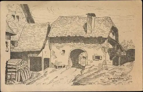 Künstler Ak Schuldis, R., Malterdingen in Baden, Torhäusle