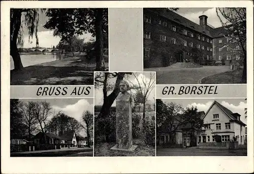 Ak Hamburg Groß Borstel, Denkmal, Fluss, Brücke